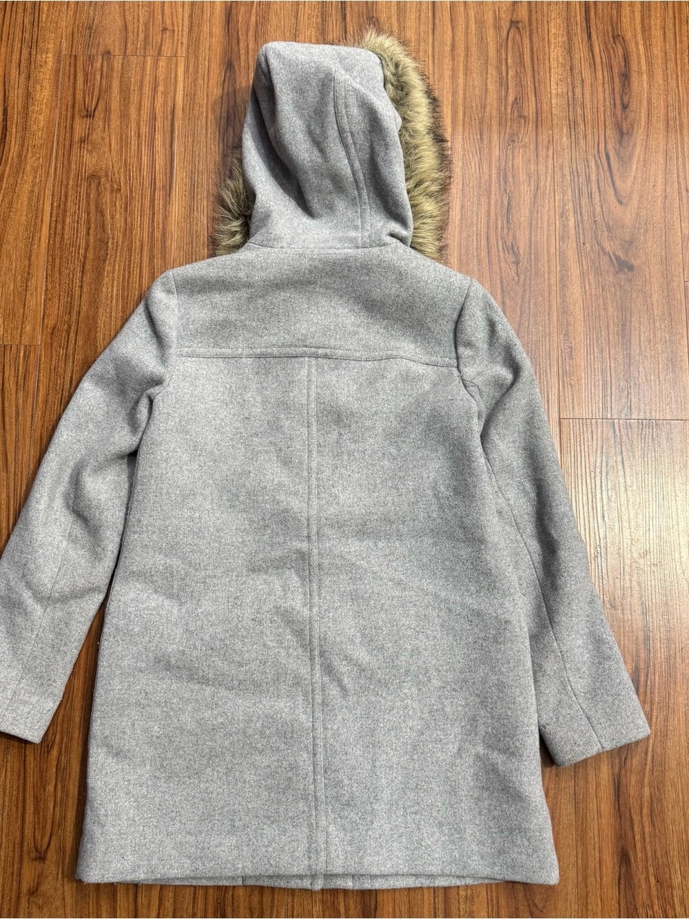 J. Crew Wool-Blend Faux Fur Hooded Parka Coat in Grey Size 2 - Picture 5 of 7